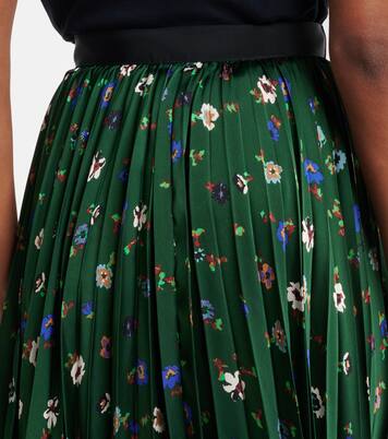 Floral plissé satin midi skirt | Sacai