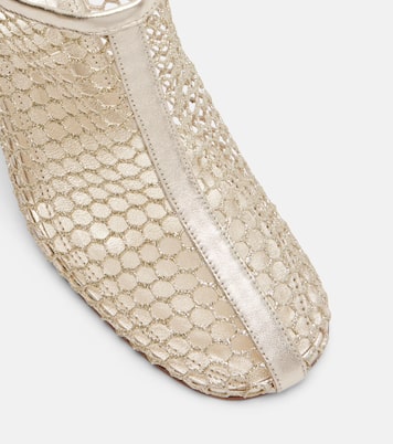 Giulia leather-trimmed fishnet mules | Souliers Martinez