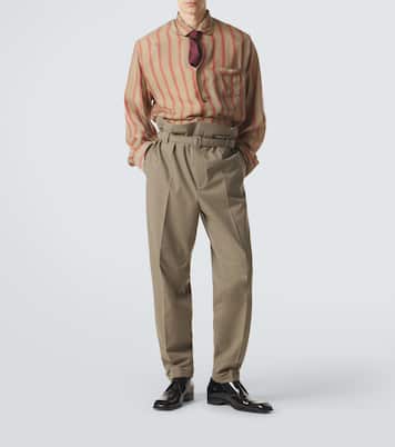 Belted wool gabardine tapered pants | Saint Laurent