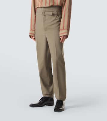 Belted wool gabardine tapered pants | Saint Laurent