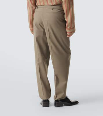 Belted wool gabardine tapered pants | Saint Laurent