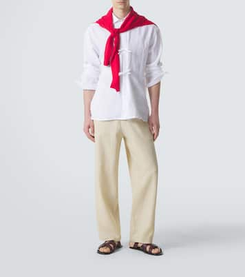 Camisa Dorian de lino con lazo | Kiton