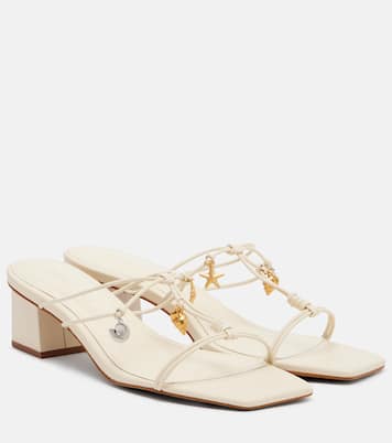 Embellished leather mules | Farm Rio