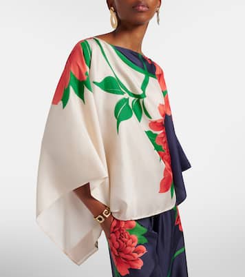 Top Square de sarga de seda floral | La DoubleJ