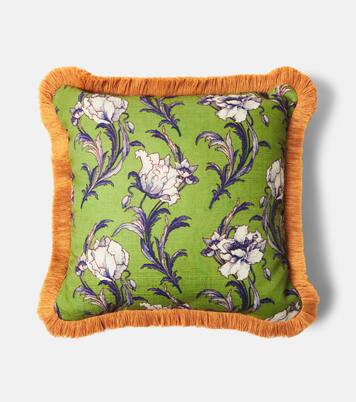 Cojín Nymph Bloom floral con flecos | La DoubleJ