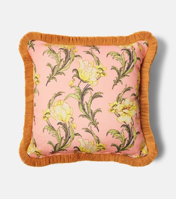 Cojín Nymph Bloom floral con flecos | La DoubleJ