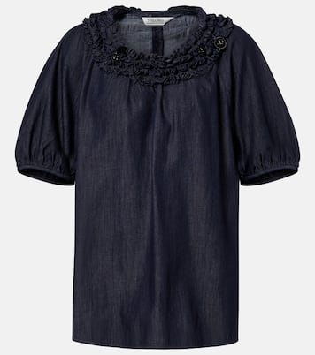 Embellished ruffled denim blouse | 'S Max Mara
