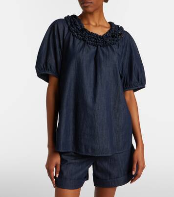 Embellished ruffled denim blouse | 'S Max Mara