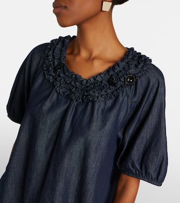 Embellished ruffled denim blouse | 'S Max Mara