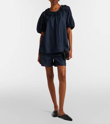 Embellished ruffled denim blouse | 'S Max Mara