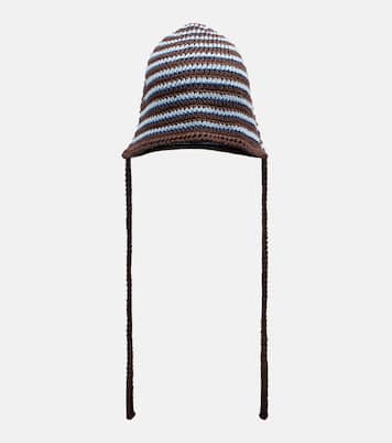 Gorro de punto de algodón a rayas | Miu Miu