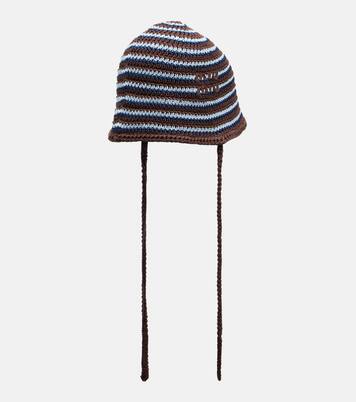 Gorro de punto de algodón a rayas | Miu Miu