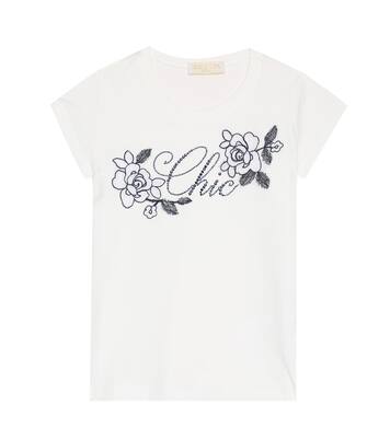 Embellished stretch-cotton T-shirt | Monnalisa