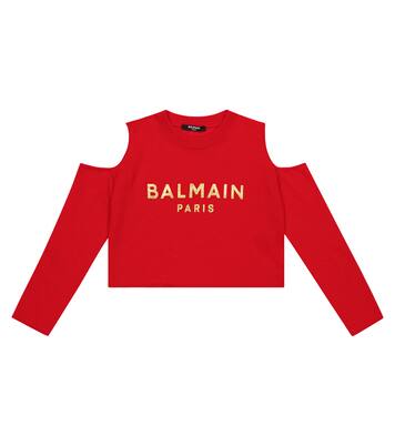 Logo virgin wool crop top | Balmain Kids