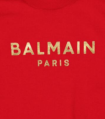 Logo virgin wool crop top | Balmain Kids