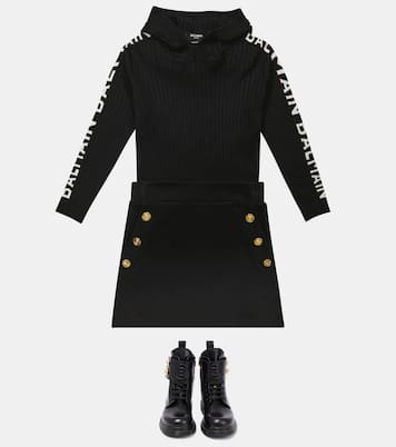 Ribbed-knit cotton crop top | Balmain Kids