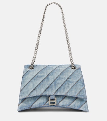 Crush Medium denim shoulder bag | Balenciaga