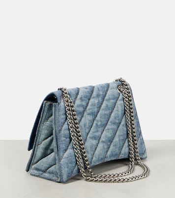 Crush Medium denim shoulder bag | Balenciaga