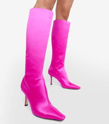 Agathe 85 satin knee-high boots | Jimmy Choo