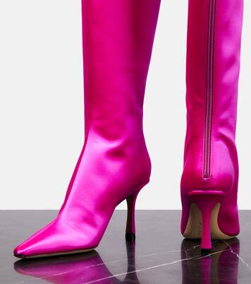 Agathe 85 satin knee-high boots | Jimmy Choo