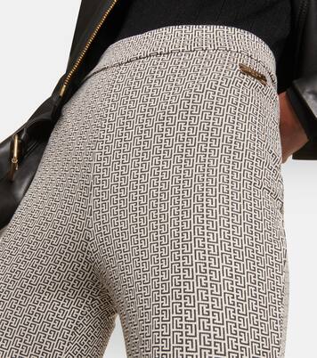 Pantalon flare Monogram en jacquard | Balmain