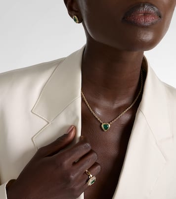 Heart & Toggle 18kt gold necklace with emerald | Octavia Elizabeth