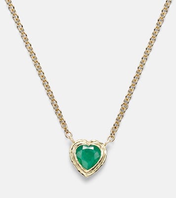 Heart & Toggle 18kt gold necklace with emerald | Octavia Elizabeth