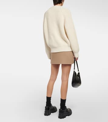 Shearling-trimmed alpaca sweater | Prada