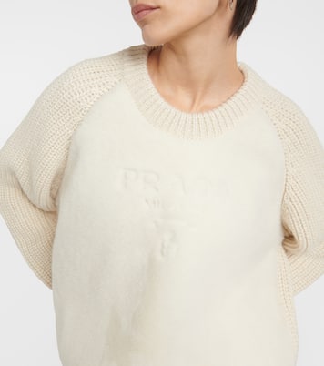 Shearling-trimmed alpaca sweater | Prada