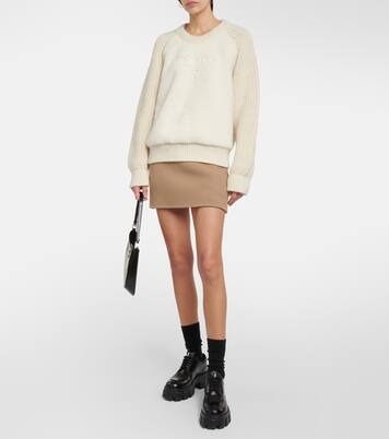 Shearling-trimmed alpaca sweater | Prada