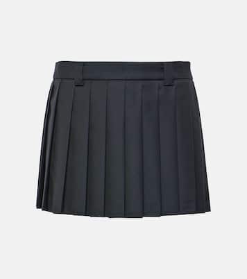 Pleated virgin wool miniskirt | Miu Miu