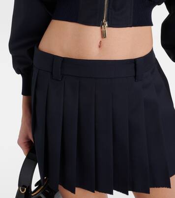 Pleated virgin wool miniskirt | Miu Miu