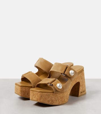 Plateausandalen Fayence 95 aus Veloursleder | Jimmy Choo