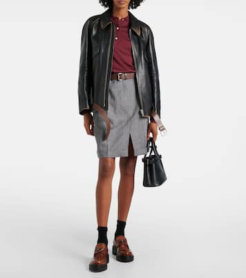 Logo leather platform loafers | Prada