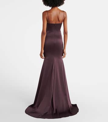 Abito bustier lungo in raso | Alex Perry