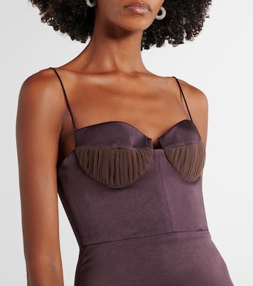 Abito bustier lungo in raso | Alex Perry