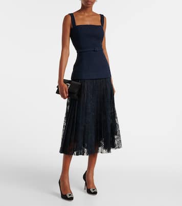 Midikleid aus Tweed und Guipure-Spitze | Oscar de la Renta