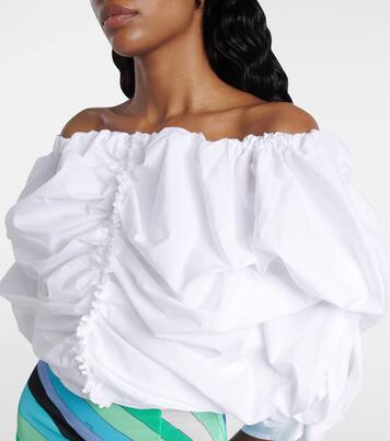 Ruched off-shoulder cotton minidress | Pucci