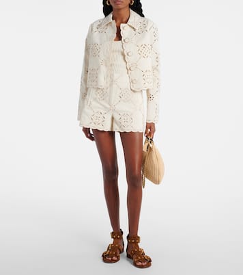 Jazmin laser-cut cotton shorts | Veronica Beard