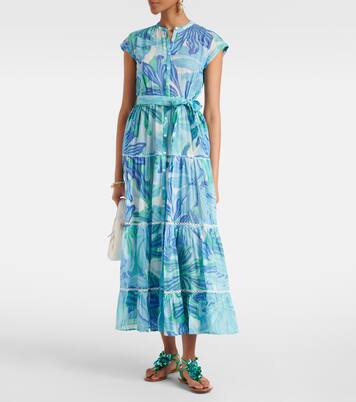 Robe longue Kora imprimée en coton | Poupette St Barth