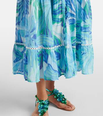 Robe longue Kora imprimée en coton | Poupette St Barth