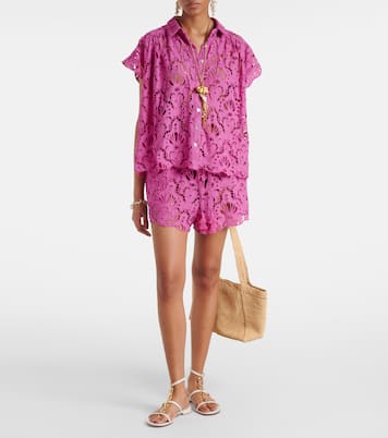 High-rise cotton lace shorts | Farm Rio