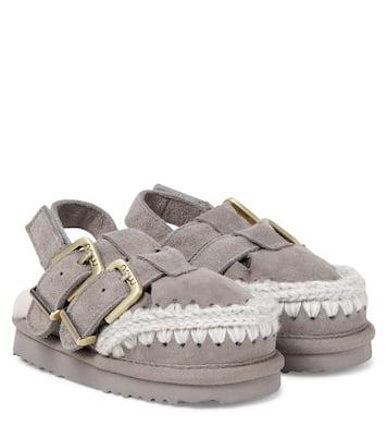 Shearling-lined suede slingback flats | Mou Kids