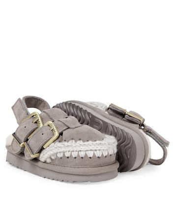 Shearling-lined suede slingback flats | Mou Kids