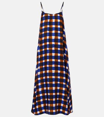 Napoli checked silk twill maxi dress | Asceno