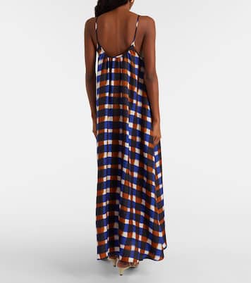 Napoli checked silk twill maxi dress | Asceno
