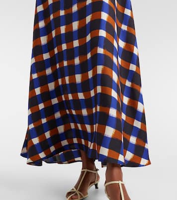 Napoli checked silk twill maxi dress | Asceno