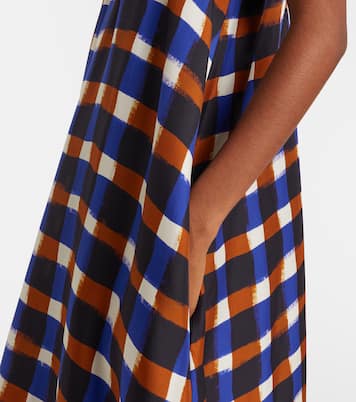 Napoli checked silk twill maxi dress | Asceno