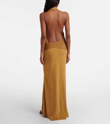 Robe aus Jersey mit Veloursleder | Christopher Esber