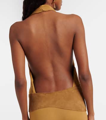 Robe aus Jersey mit Veloursleder | Christopher Esber